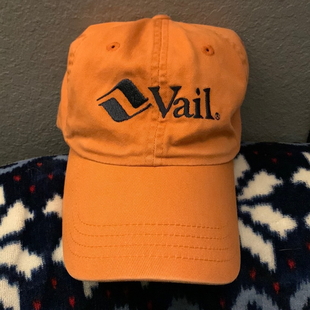 Burnt orange Vail Colorado unisex cap.